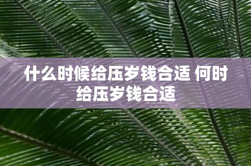 什么时候给压岁钱合适 何时给压岁钱合适