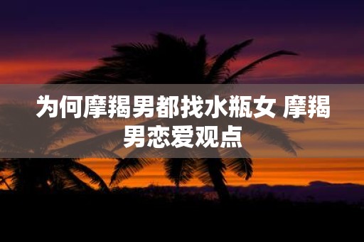 为何摩羯男都找水瓶女 摩羯男恋爱观点