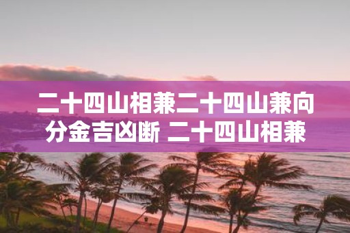 二十四山相兼二十四山兼向分金吉凶断 二十四山相兼金吉凶断