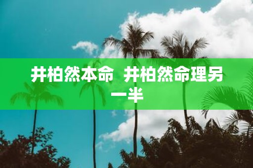 井柏然本命 井柏然命理另一半