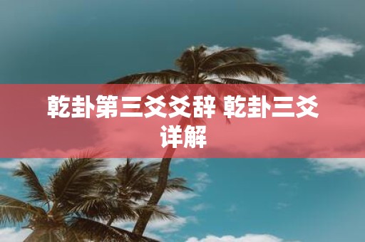 乾卦第三爻爻辞 乾卦三爻详解