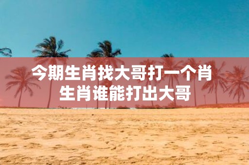 今期生肖找大哥打一个肖 生肖谁能打出大哥