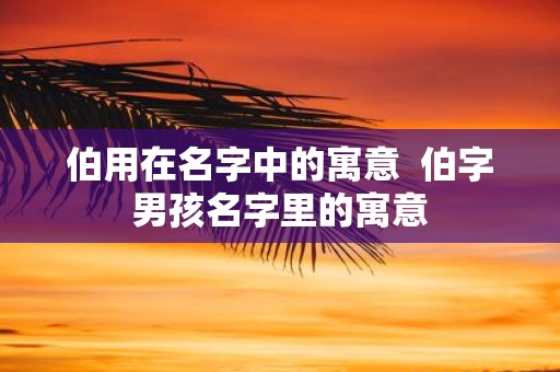 伯用在名字中的寓意 伯字男孩名字里的寓意