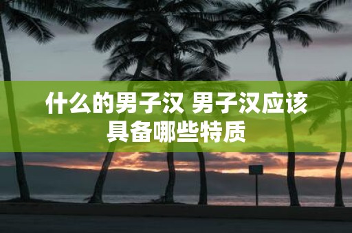 什么的男子汉 男子汉应该具备哪些特质