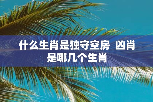 什么生肖是独守空房 凶肖是哪几个生肖