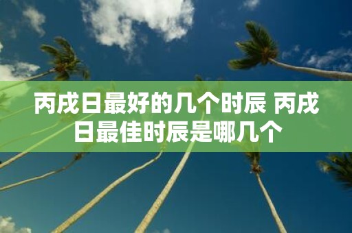 丙戌日最好的几个时辰 丙戌日最佳时辰是哪几个