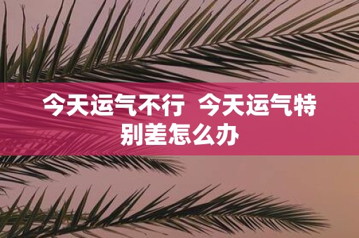 今天运气不行 今天运气特别差怎么办