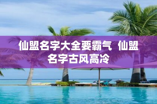 仙盟名字大全要霸气 仙盟名字古风高冷