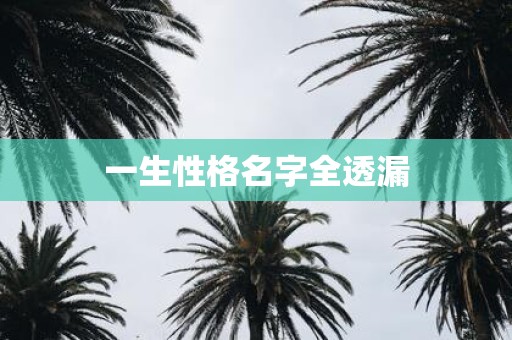 一生性格名字全透漏