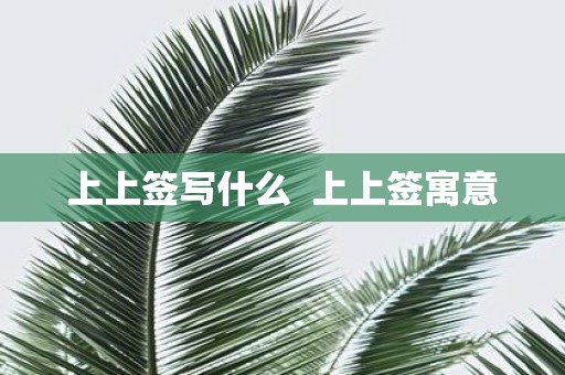 上上签写什么 上上签寓意