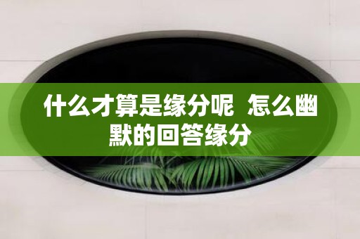 什么才算是缘分呢 怎么幽默的回答缘分