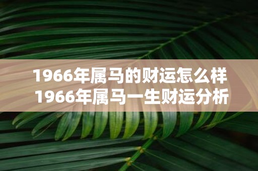 1966年属马的财运怎么样 1966年属马一生财运分析