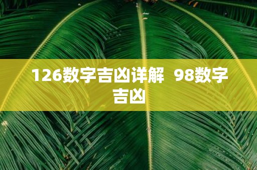 126数字吉凶详解 98数字吉凶