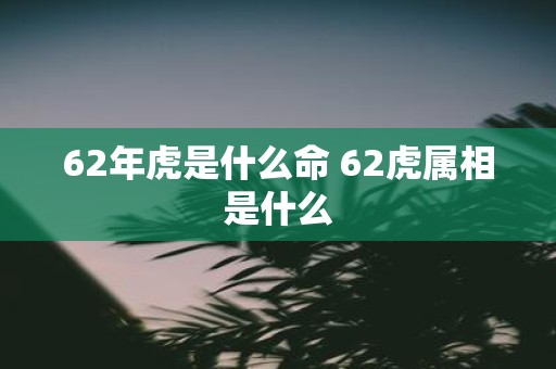 62年虎是什么命 62虎属相是什么
