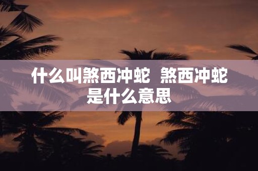 什么叫煞西冲蛇 煞西冲蛇是什么意思