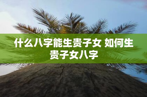 什么八字能生贵子女 如何生贵子女八字