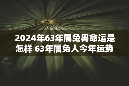 2025年63年属兔男命运是怎样 63年属兔人今年运势