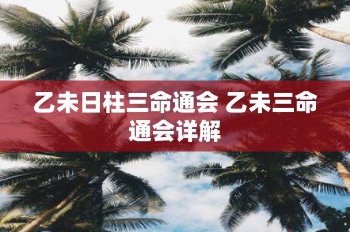 乙未日柱三命通会 乙未三命通会详解