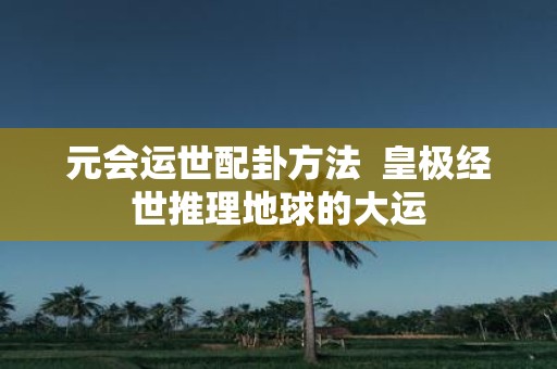 元会运世配卦方法 皇极经世推理地球的大运