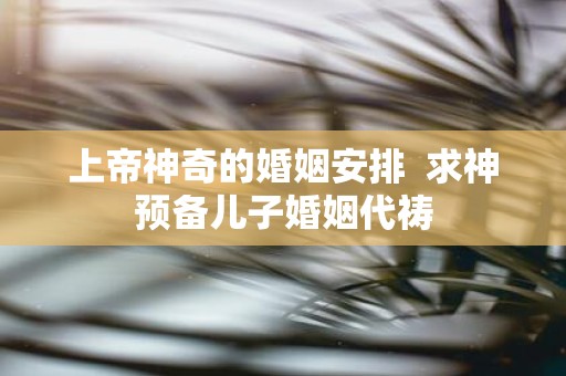 上帝神奇的婚姻安排 求神预备儿子婚姻代祷