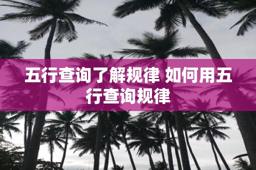五行查询了解规律 如何用五行查询规律