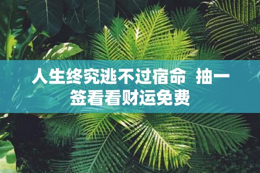 人生终究逃不过宿命 抽一签看看财运免费