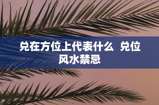 兑在方位上代表什么 兑位风水禁忌