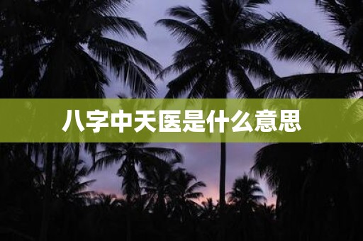 八字中天医是什么意思