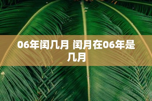 06年闰几月 闰月在06年是几月