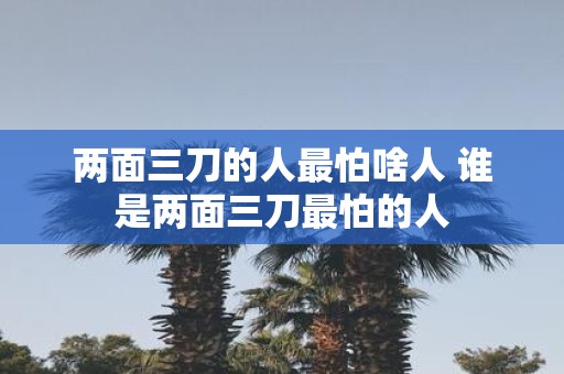 两面三刀的人最怕啥人 谁是两面三刀最怕的人