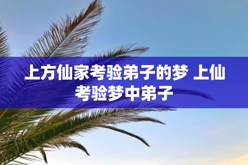 上方仙家考验弟子的梦 上仙考验梦中弟子