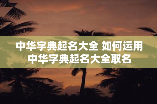 中华字典起名大全 如何运用中华字典起名大全取名