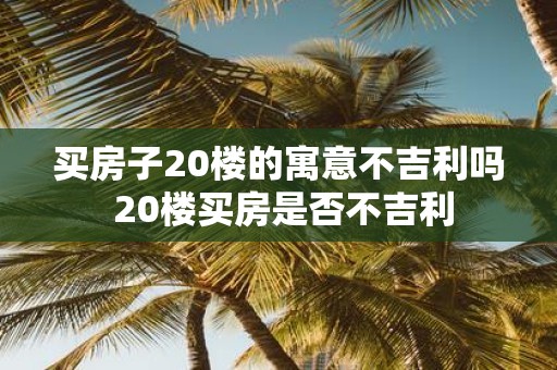 买房子20楼的寓意不吉利吗 20楼买房是否不吉利