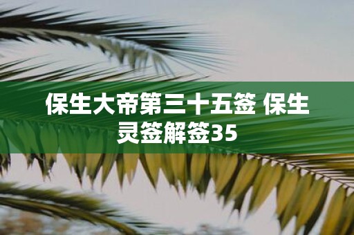 保生大帝第三十五签 保生灵签解签35