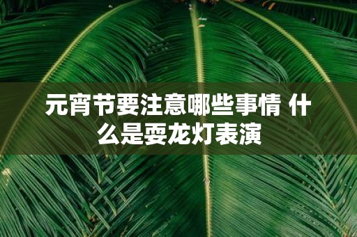 元宵节要注意哪些事情 什么是耍龙灯表演