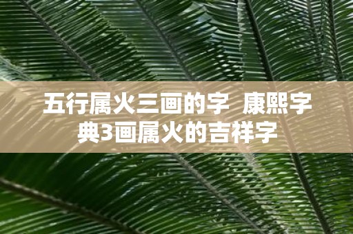 五行属火三画的字 康熙字典3画属火的吉祥字