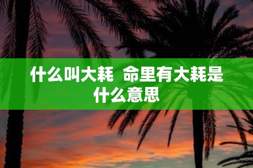 什么叫大耗 命里有大耗是什么意思