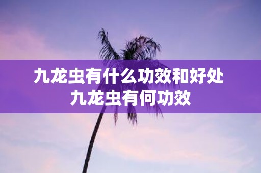 九龙虫有什么功效和好处 九龙虫有何功效