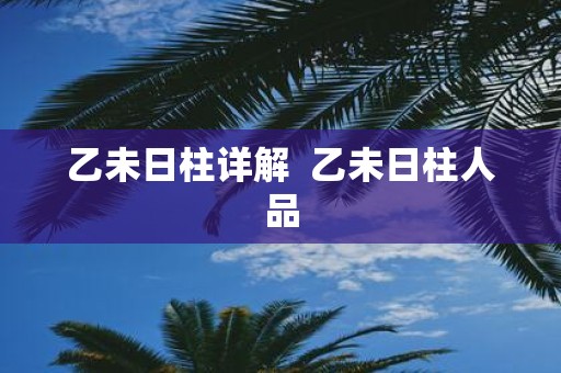 乙未日柱详解 乙未日柱人品