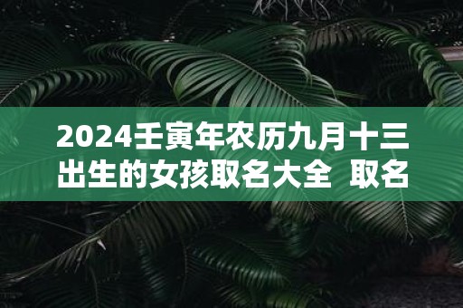 2025壬寅年农历九月十三出生的女孩取名大全 取名宜用字