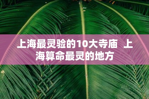 上海最灵验的10大寺庙 上海算命最灵的地方