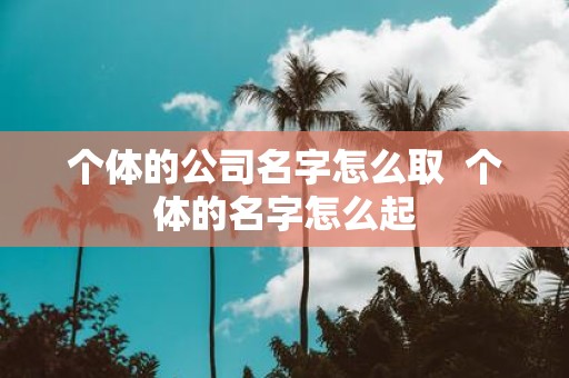 个体的公司名字怎么取 个体的名字怎么起
