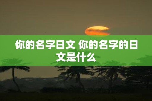 你的名字日文 你的名字的日文是什么