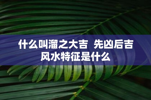 什么叫溜之大吉 先凶后吉风水特征是什么