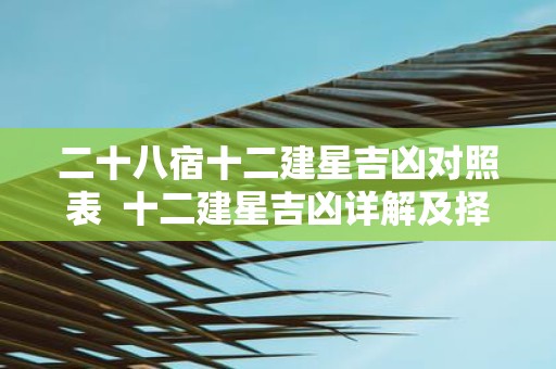 二十八宿十二建星吉凶对照表 十二建星吉凶详解及择吉运用