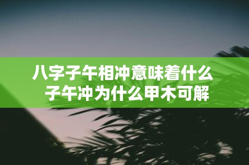 八字子午相冲意味着什么 子午冲为什么甲木可解