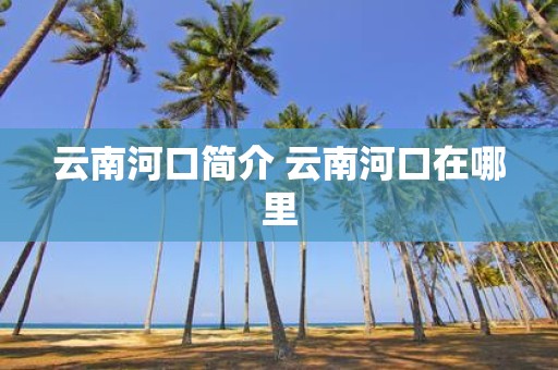 云南河口简介 云南河口在哪里
