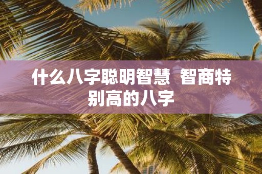 什么八字聪明智慧 智商特别高的八字
