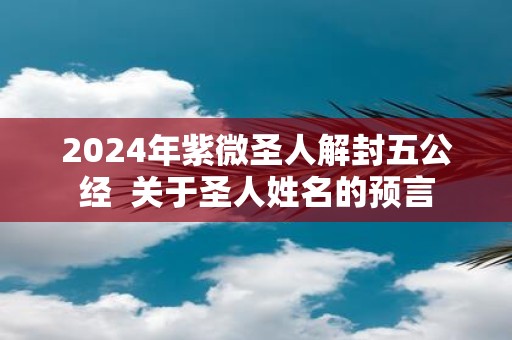 2025年紫微圣人解封五公经 关于圣人姓名的预言
