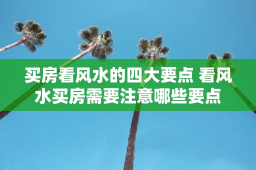 买房看风水的四大要点 看风水买房需要注意哪些要点